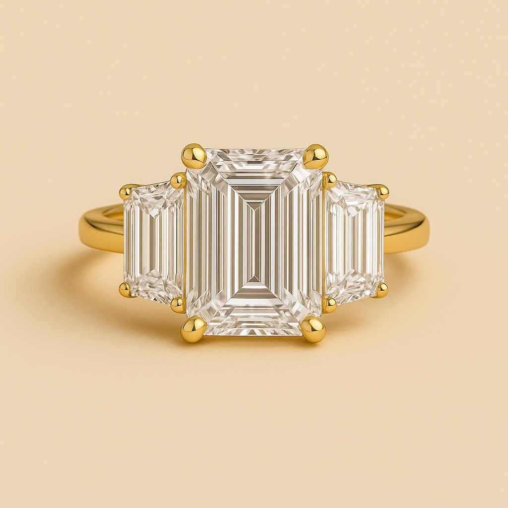 Emerald & Trapeziod Trilogy Ring