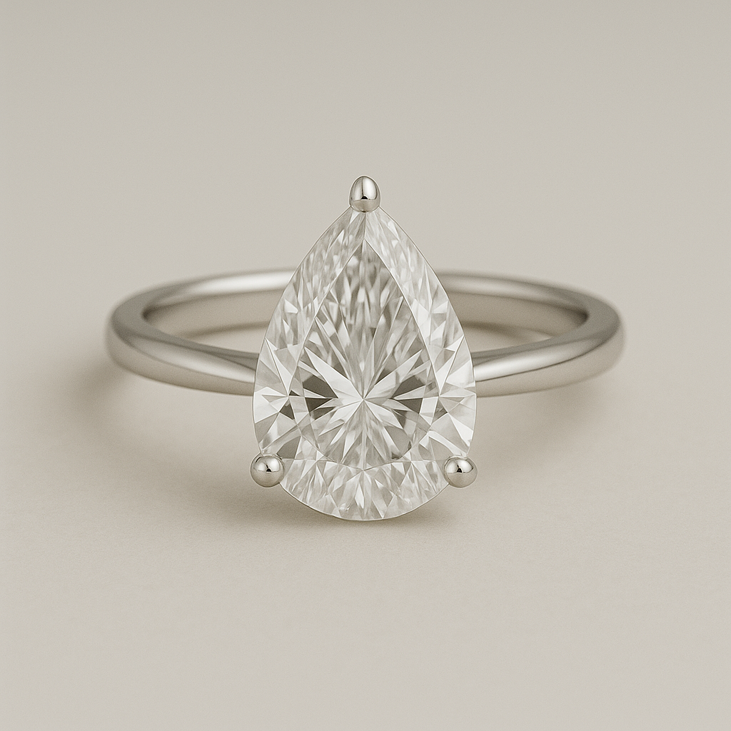 Pear Solitaire Ring