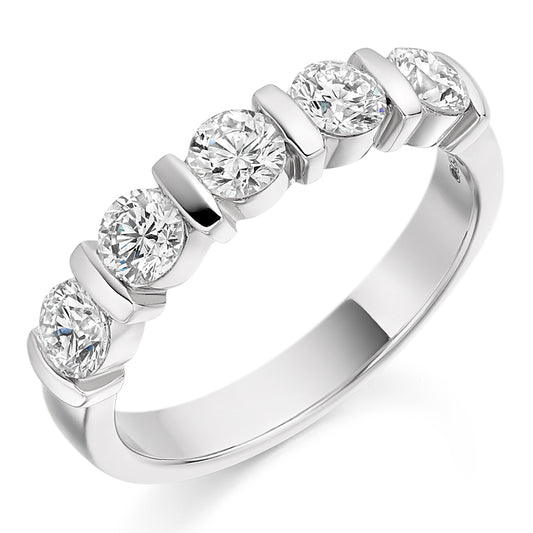 Platinum Bar Set Diamond Ring