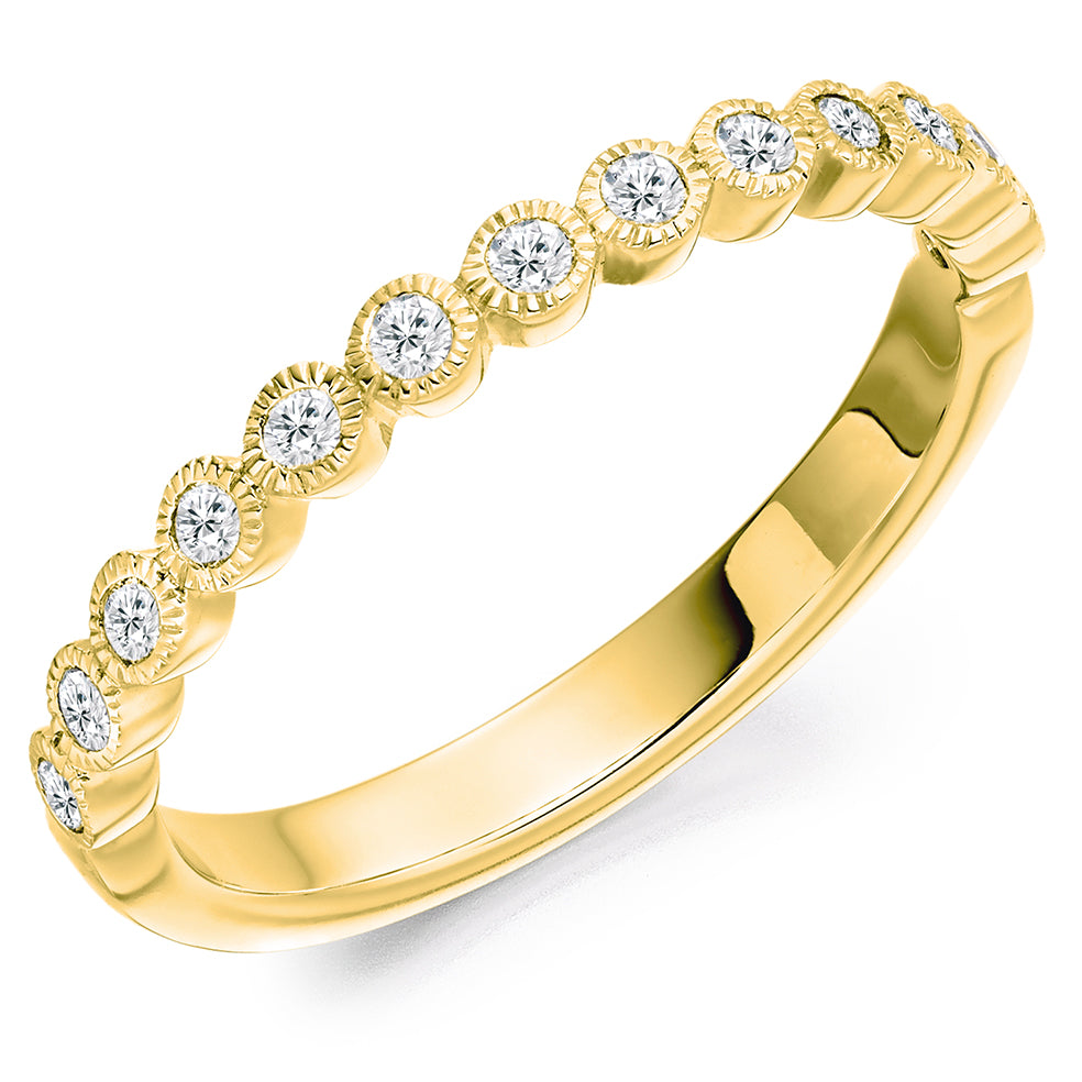 18ct Gold Rubover Set Diamond Ring
