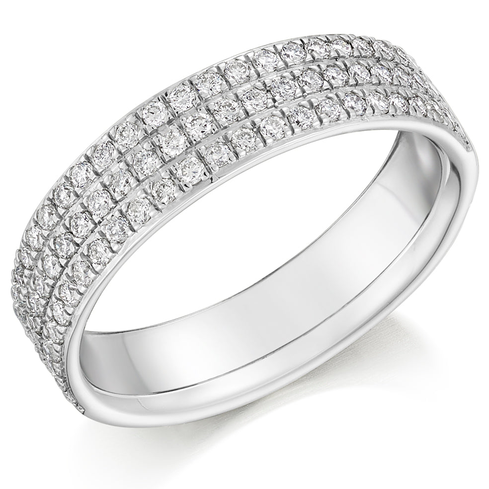 Platinum Triple Row Diamond Ring