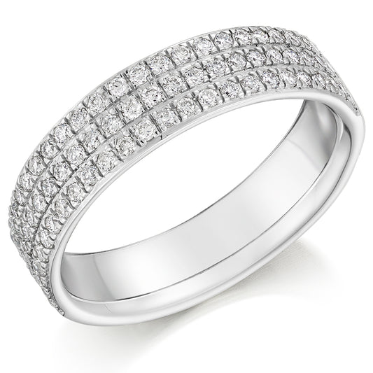 Platinum Triple Row Diamond Ring