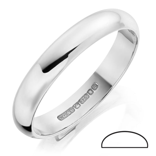 Platinum D-shape Wedding Band