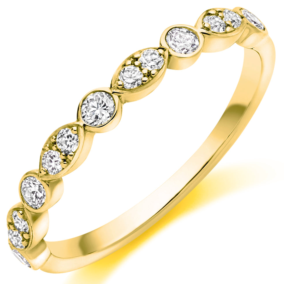 18ct Gold Rubover Set Diamond Ring