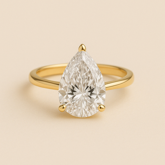 Pear Solitaire Ring