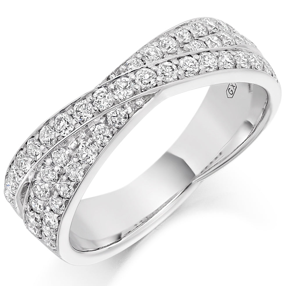 Platinum Crossover Diamond Ring