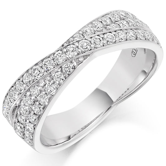 Platinum Crossover Diamond Ring