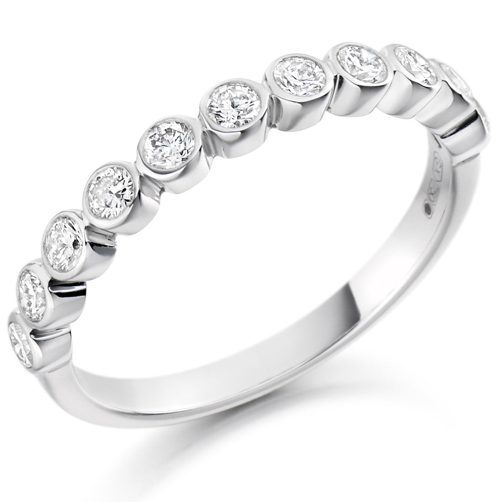 Platinum Gold Rubover Set Diamond Ring