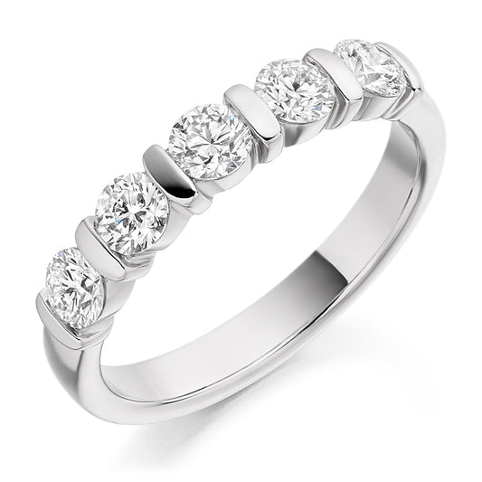Platinum Bar Set Diamond Ring