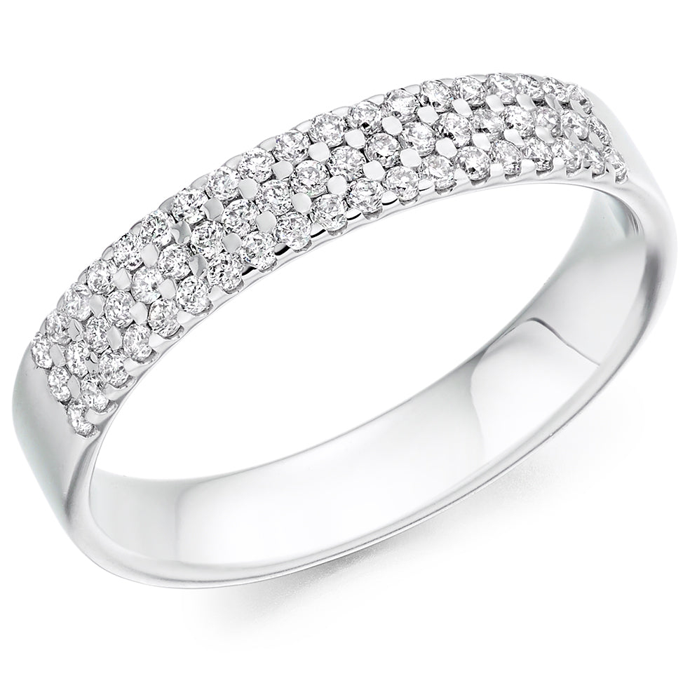 Platinum Triple Row Diamond Ring