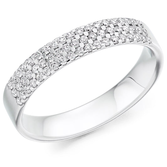 Platinum Triple Row Diamond Ring