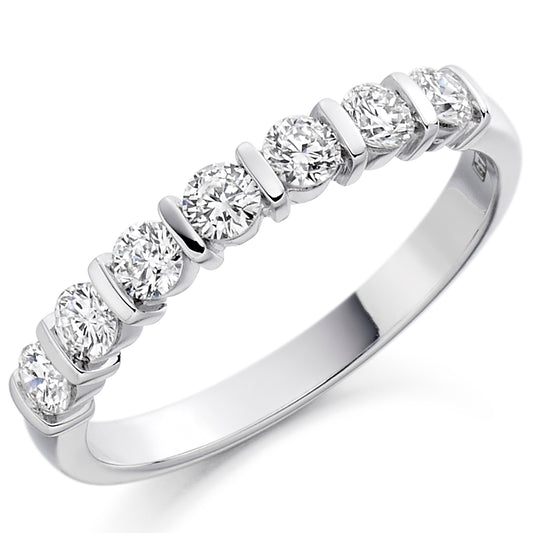 Platinum Bar Set Diamond Ring
