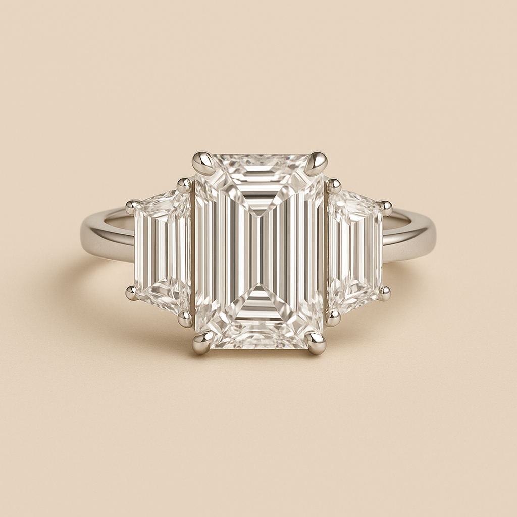 Emerald & Trapeziod Trilogy Ring