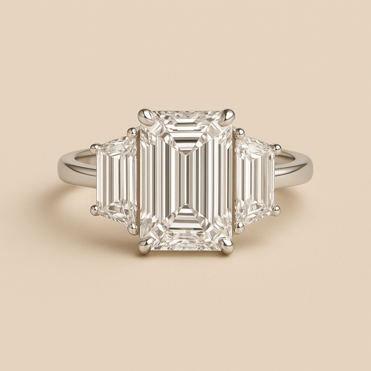 Emerald & Trapeziod Trilogy Ring