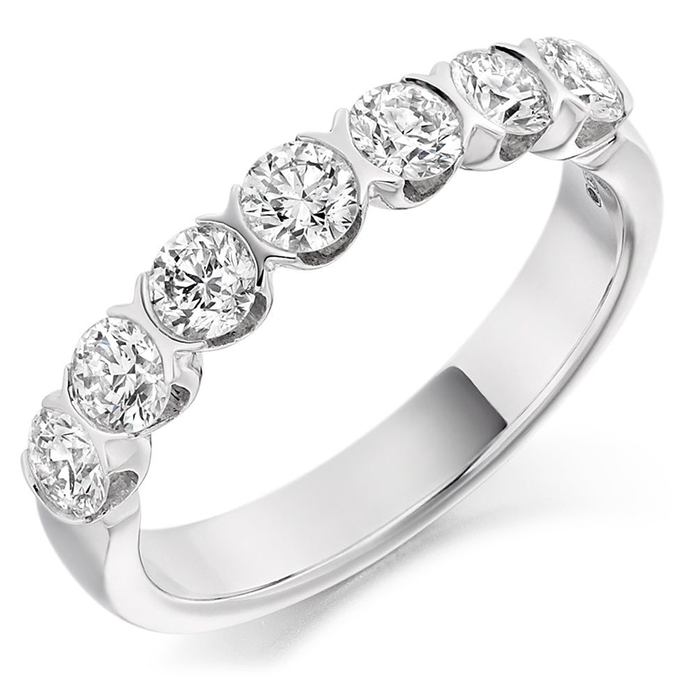 Platinum Gold Bar Set Diamond Ring